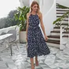 Summer Women Polka-Dot Long Dress Beach Dresses Strapless Casual White Midi Sundress Red Vacation Clothes For 220426