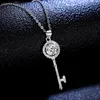 1ct Moissanite CZ 925 Sterling Silver Pendant Necklace Key Shape Simple Clavicle Chain Women Fashion Jewelry