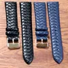 Riem 20 mm geweven patroon blauw zwart zacht vervanging lederen bandleer met roestvrijstalen gesp hoge kwaliteit G220420