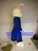 Traje de la muñeca de la mascota Blanco Azul Conejito de Pascua Osterhase Conejo Liebre Traje de la mascota Personaje de dibujos animados para adultos Jardín Fantasia Reunión anual zx14