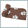 60x70cm Pet Dog Dog Bed Bed بطانيات لطيفة نوم نوم دافئ PAW PRINT PUPPY FLEECE أسرة بطانية ناعمة