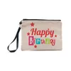 Sublimation Linen Makeup Bag Favor DIY Blank Coin Purse Pencil Bags Transfer Coating Storage Pouch Christmas Gift AA