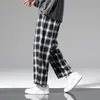 Calças xadrez de verão Men moda as calças casuais de hip hop solto harém de harém pant allmatch risques confortáveis ​​Streerwear 220705