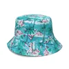 Ny mode strand sol panama reversibel fiske kepsar blommig flamingo bucket hatt kvinnor 2022