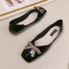 Kleid Schuhe Frauen Koreanische Flache Kleine Leder Schuhe Karree Loafer Luxus Strass Bogen Flacher Mund Sandalen Prinzessin Schuhe 220319