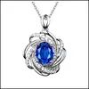 Hänge halsband hängar smycken naturlig blå kristall kvinnlig sterling sliver halsband colgante safir bizuteria pierscionki kvinnor släpper