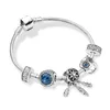 Novos pulseiras de luxo de prata esterlina S925 Conjunto de miçangas para a pulseira Pandora Pinglelet Jóias de moda Diy Blue Love Heart Power Mulheres Presente com Box 16-21cm