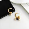 Hoop Huggie WTLTC Retro French Asymmetric Twisted Charms örhängen för kvinnor Stone Stone Pearls Hoops Femme Jewelry 2022