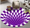 Tappeto rotondo 3D antiscivolo Linee bianche nere Tappeto a spirale Soggiorno camera da letto Studio Tappetino morbido Decorazioni per la casa