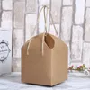 Opakowanie prezentów 100pcs/partia kreatywne design ręcznie brązowe pudełka papierowe sprzyja pudełku opakowania żywności z uchwytem 14.5x14.5x18cmgift