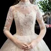 Altri abiti da sposa Abito a tre quarti in pizzo champagne chiaro Fiore ricamato nobile Taglie forti Abito da principessa lungo fino al pavimento Altro