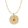Gold Metal Coin Stone Pendant Necklace For Women Men Girl Boy Healing Chakra Malachite Gemstone Yoga Charms Choker Jewelry