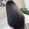 Yaki rakt syntetiskt hår spets front peruk gratis del 13x3 spets frontfiber hår peruk för svarta kvinnor