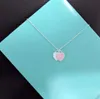 Blue box love Heart Necklace for Woman couple high quality ceramics 45cm red pink collarbone chain fashion Girls Jewelry Womens Luxury Designer pendant necklace