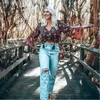 Blusas de mujer Camisas Boho Camisa de mujer Marrón Estampado floral Top Manga acampanada Borla Blusa de verano Ropa de playa Blusas femeninas gitanas