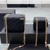 Klasik tasarımcı mini vanity omuz çantası kuzu derisi cüzdanı kapitone altın donanım zinciri metal sekmesi fermuar küçük çapraz gövde torbası