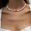 Pendanthalsband Boho Pearl Beaded Choker härlig färgglada lilla tusenskönor Summer Beach Party Jewelry for Women Present