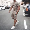Men's Tracksuits Men Suit Summer Print Woven Slim Fit Casual Everyday Long Sleeve Crew Neck Pullover Top Tie Mid Waist Pocket Cropped Pants