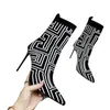 Frauen 2022 Mode Herbst Winter Stretchy Stricken Socke Stil Stiefeletten Hohe Dünne Ferse Luxus Designer Spitz Zehe Slip auf Schuhe