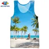 Sonspee 3D Print Palm Tree Summer Beach Sea Heren Tanktops Casual Fitness Bodybuilding Gym Spier Men Mouwloos Vest Shirt 220627