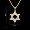 Full Zircon Six-pointed Star Pendant Necklace Gold Plated Bling Mens Hip Hop Rap Jewelry