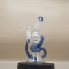 9 inch Hookah Blue Glass Bong Recycler Pipes Water Bongs Rookpijp