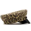 Boinas femininas leopard impressão boina chapéu de algodão Pintor de algodão Retro estilo britânico marinho octogonal ao ar livre menina sboy Capberets chur22