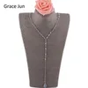 Grace Jun High Quality Handmade Crystal Necklace for Women Party Prom Charm Long Chain Pendant Söta smycken Biouerie Chains Morr22