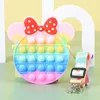 Push Bubble Cartoon Carteira Purse Decompressão Party Toy Favor Favor Cute Silicone Kids Girls Gift Crossbody Bolbles Bolsas de tinta