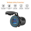 Snabbladdning 3.0 Dual USB Car Charger Socket Waterproof 12V/24V QC3.0 Snabbladdning Power Outlet med Touch Switch P19