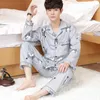 Caiyier jesień zima mężczyźni Piżama zestaw Turn-Down Kołnierz Długie Rękaw Spodnie Pijama Pijama Night Pijamas Home Nosić 3XL W220331