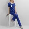 Eithexu Set da due pezzi da donna Pantaloni e top Abbigliamento da salone uniforme da infermiera con scollo a V di alta qualità