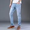 Mäns Jeans 2022 Sulee Brand Top Classic Style Men Ultra-Tunna Business Casual Light Blue Stretch Cotton Male Byxor