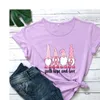 Faith Hope And Love Womens T-shirt Gnomes Breast Cancer Awareness Tshirts Peace Lover Tee Women Casual Pure Cotton Vintage Top