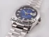 EWF DayDate 36mm 128239 A2836 Mens Watch Watch Eta D-Blue Dial Diamonds Markers OysterSteel Pracelet نفس البطاقة التسلسلية Super Edition TimeZoneWatch F6