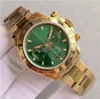 KT Luxury Watches 116508 40mm Mechanical Automatic Green Dial Sapphire Glass Yellow Gold rostfritt stålarmband Män armbandsur