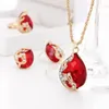 Real gold plated Austrian crystal droplets pendant necklaces earring jewelry set fashion women gift Earrings & Necklace