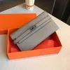 Portefeuilles San Maries Echte lederen vrouwen Wallet Vrouw Long koppeling Dame Walet Portomonee RFID Money Bag met Orange Box5053403