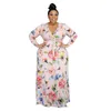 Plus Size Dresses XL-5XL Fashion Elegant Large Women Clothing Leopard Printing Long Sleeve Casual Dress Wholesale Drop
