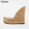 Eilyken Novo Super PVC Mulheres Transparentes Ceda Fashion Fashion Roman Platform Plataforma High Heels Sandals Sapatos de verão Sapatos femininos