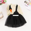 Baby Girls Swan outfits Детский ромпер + кружевные тульские юбки 2 шт. / Комплект Весна осень модный бутик детские одежды наборы