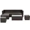 Stock de stock de EE. UU. Gas de muebles de patio de 5 piezas PE Rattan mimbre Sofá Sofá con mesa de vidrio y silla A542416