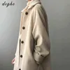 DOGHC Trench-Coat Minimaliste 2022 Lumière De Luxe Mode Nouvelle Laine Femmes Tempérament Lâche Mi-longueur Hepburn Style Sauvage 80039 T220714