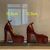 Scarpe eleganti da donna di alta qualità Décolleté da donna in pelle verniciata Designer di lusso con punta tonda piattaforma 12,5 cm tacco alto Calzature da donna per la festa nuziale