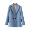 M1001 abita da donna Blazer Chic Office Lady Blazer Blazer Vintage Coat Vintage Fashion Collar a maniche lunghe Ladiestri Trota elegante