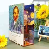 Book Nook DIY Wooden Van Gogh's World Bookshelf Kits Miniature Furniture Bookcase Insert Model Roombox Building Toys Gifts