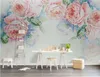 3D Murals Wallpaper coffee shop lounge living room Modern minimalist hand-painted peony flower TV sofa background wall