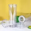 Local warehouse 16oz Clear Acrylic Skinny Tumblers with Lids and Straws 2 layer Plastic Tumblers with color Straw US STOCK