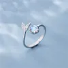 Ring Real 925 Sterling Silver Cute tail moonstone Personality Adjustable Ring Fine Jewelry For Women Party Elegant Accessories GC1499