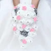 花嫁と花嫁介添人PEローズラインストーンハンドフラワーパーティーの結婚式の飾り8760356273Dのための大きな長い滝新しい結婚式の花束